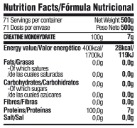 Nutritional information on the product CREATINE