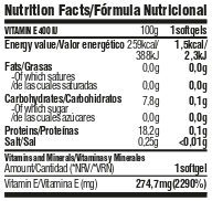 Información nutricional sobre el producto VITAMIN E 400 I.U. ANTIOXIDANT 120 SOFTGELS