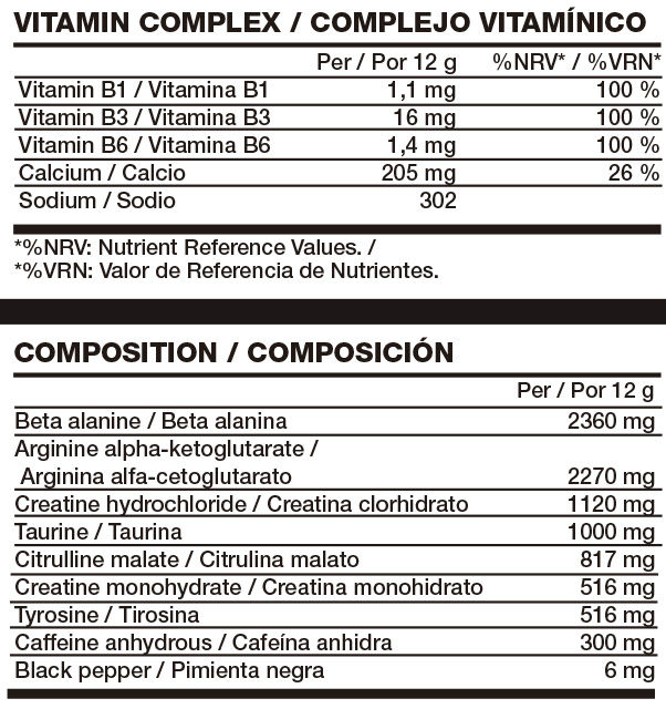 Información nutricional sobre el producto PUMP JAGUER COLA 500g – 42 SERVINGS