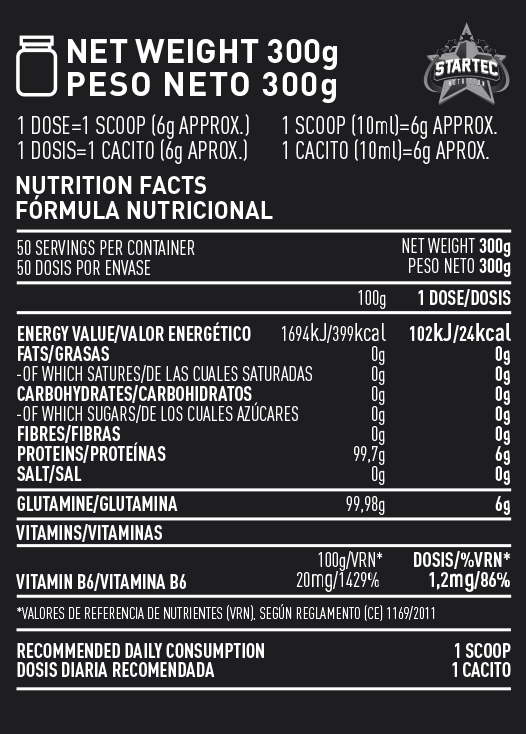 Nutritional information on the product TOP GLUTAMINE